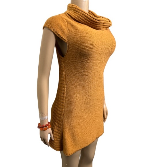 Anthropologie Sparrow Retro Knit Sweater Mini Dress Cowl Neck Orange size L - Picture 10 of 13